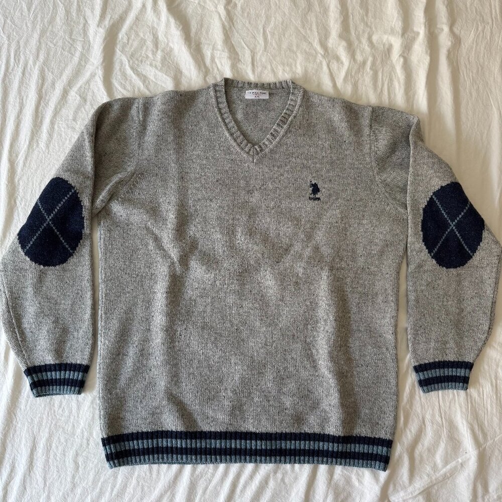 U.S. Polo Assn. Grey V-Neck Sweater (XXL)